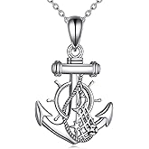 VONALA Anchor Necklace for Women S925 Sterling Silver Boat Anchor Ocean Sailor Necklace Sea Jewelry Gifts for Best Friend