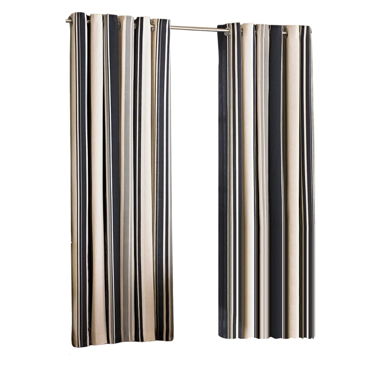 Riva Paoletti Broadway Ringtop Eyelet Curtains (Pair) - Navy, Grey and Cream, 229 x 229cm