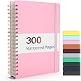 Forvencer A4 Lined Spiral Journal Notebook with 300 Numbered Pages, 11" X 8.5" Thick Journals for Writing with 100GSM Paper, Hardcover Notebooks with Contents for Work, School, Pink