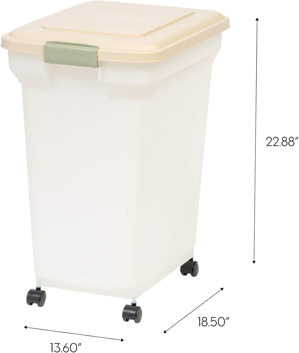 IRIS USA 55 Quart Airtight Pet Food Container, Almond NMP-L, Natural/Almond (300674) : Pet Supplies