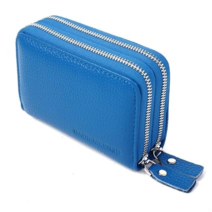 NYCOODNY Damen Elegant Vintage Leder Kleines Portemonnaie mit Reißverschluss und10 Kartenfächer