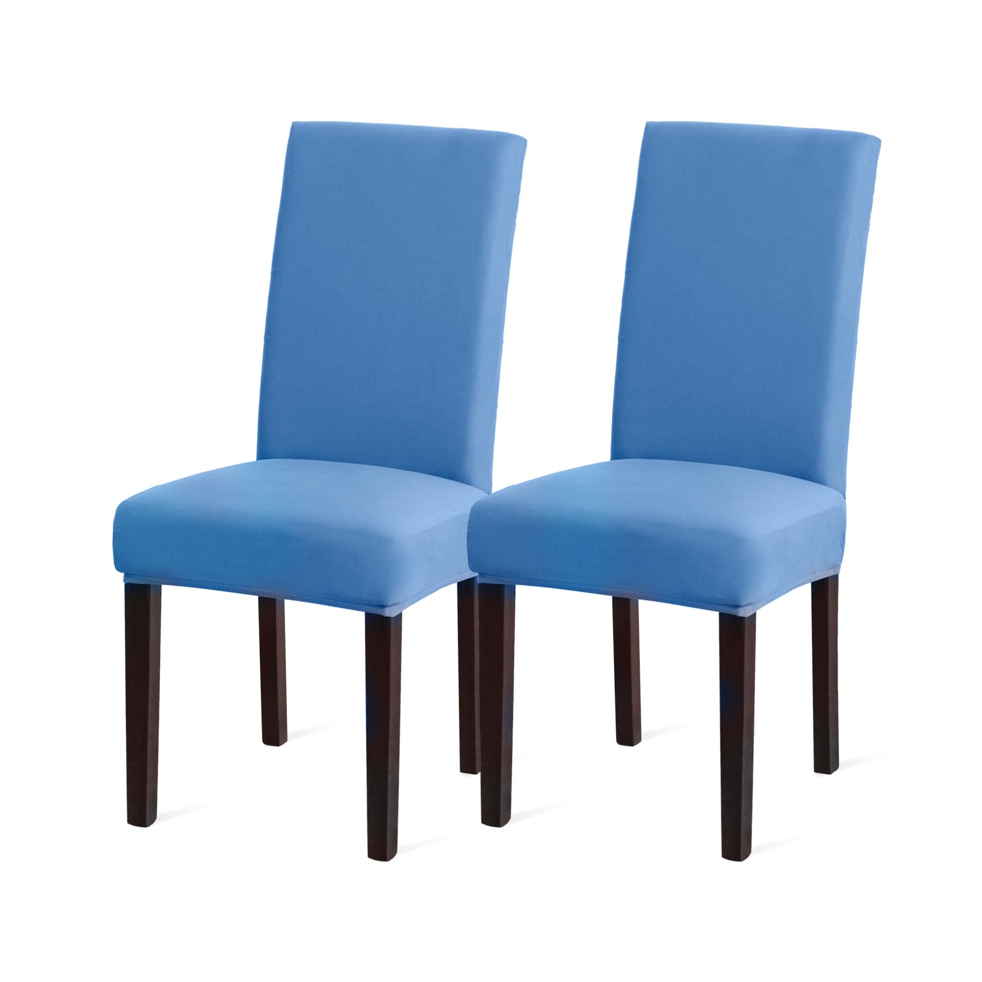 Sufdari Chair Covers 2 Blue,Stretch Dining Chair Covers, Spandex seat Covers for Dining Chairs,Elastic Washable Chair Protectors for Dining Room,Hotel,Restaurant,Banquet (2,Blue)