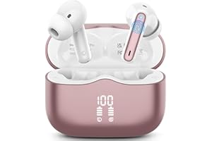 XINWLD Wireless Earbuds, Bluetooth 5.4 Headphones in Ear with 4 ENC Noise Cancelling Mic, New Wireless Earphones HiFi Stereo Deep Bass 40H Playtime, In-Ear Bluetooth Earbuds LED Display IP7 Waterproof, Rose
