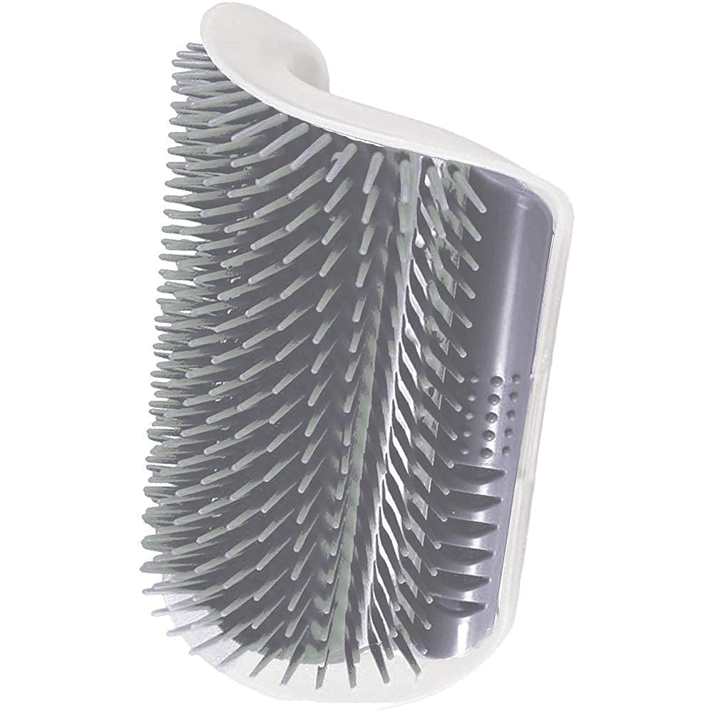 Photo 1 of SunGrow Self-Grooming Brush for Cats, Light Gray Self Massager, Mountable to Corners and Flat Surfaces, Includes Brush, Catnip, Screws and Adhesive Tape, 1-pc