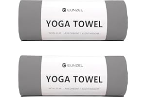 Eunzel 2 Pack Hot Yoga Towel Non Slip Yoga Mat Towel Non-Slip Sweat Absorbent Microfiber Towel for Hot Yoga, Pilates and Workout 72" x 26.5",Dark Grey