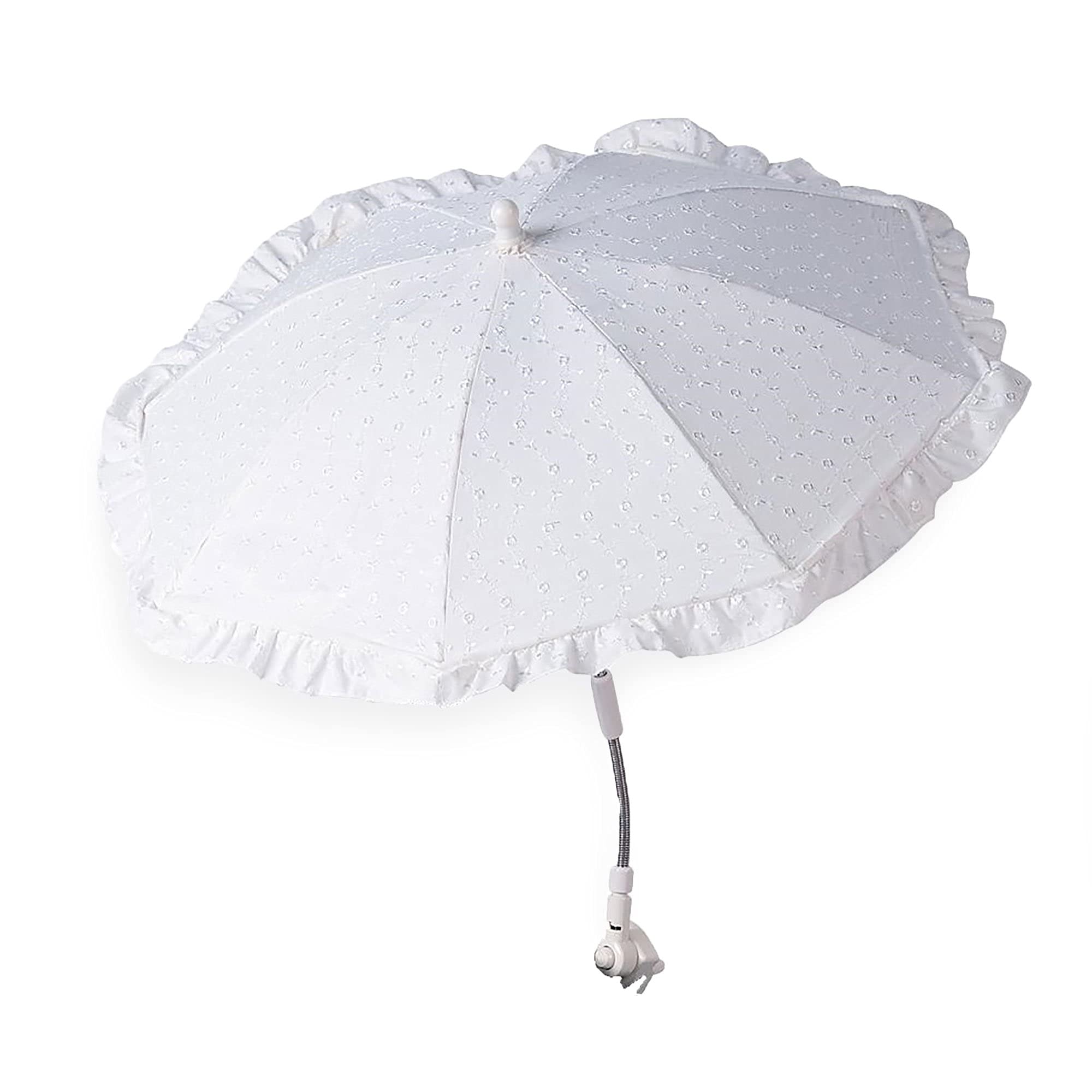 Clair de Lune White Broderie Anglaise Universal Pushchair Sun Parasol
