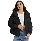Gihuo Women's Crop Hooded Puffer Jacket Zip Up Winter Quilted Warm Short Jacket Outerwear