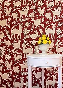 Otomi Pattern Folk Art Latin American Mexican Design Wall Stencil - Painting Animals and Boho Chic Wallpaper Look