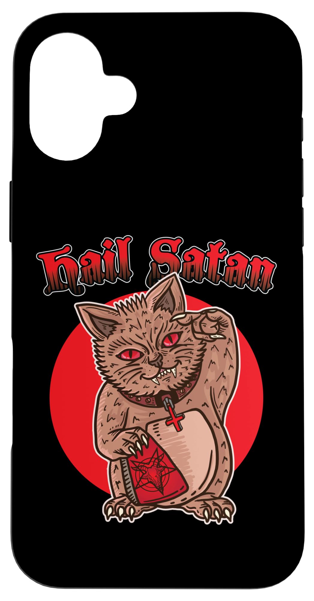 iPhone 16 Plus Death Metal Waving Cat Asia Lucky Hail Satan Rock Music Case