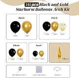 Conleke 161Pcs Black Gold Balloon Arch Kit with Explosion Star Foil Balloons view 2