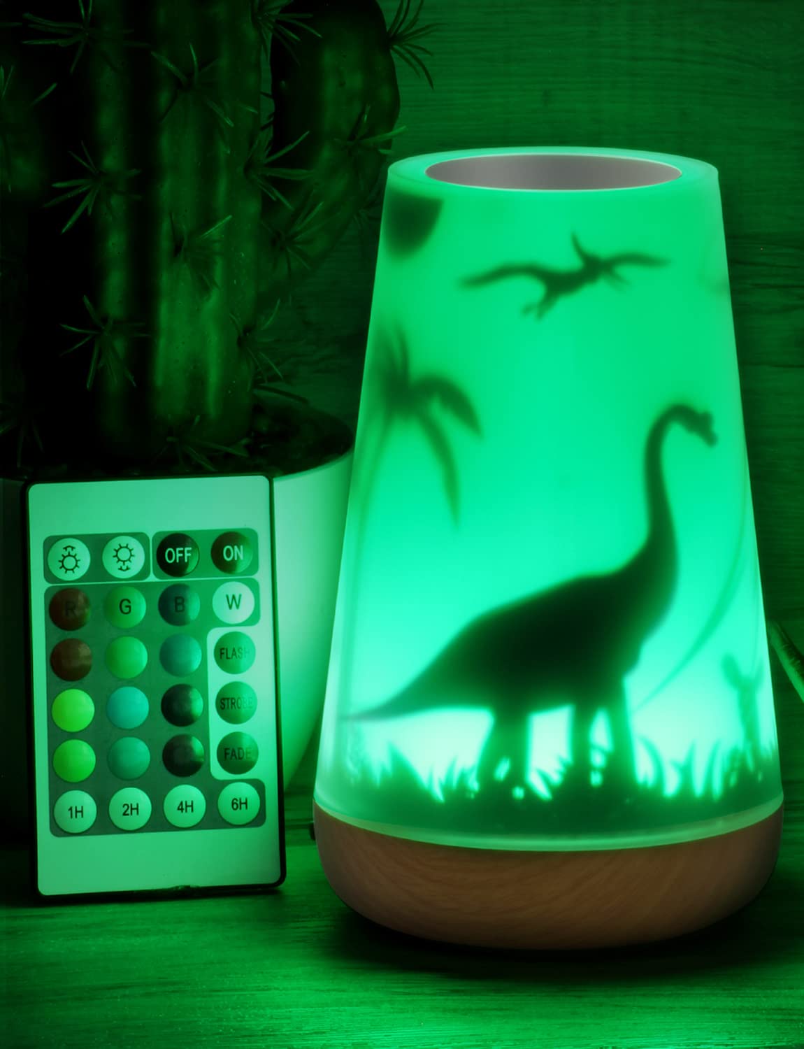 Dinosaurier Night Light with Remote for Girls Baby Kids Bedroom, Touch Control, Timer, Rechargeable (Dinosaurier-16 Colors)