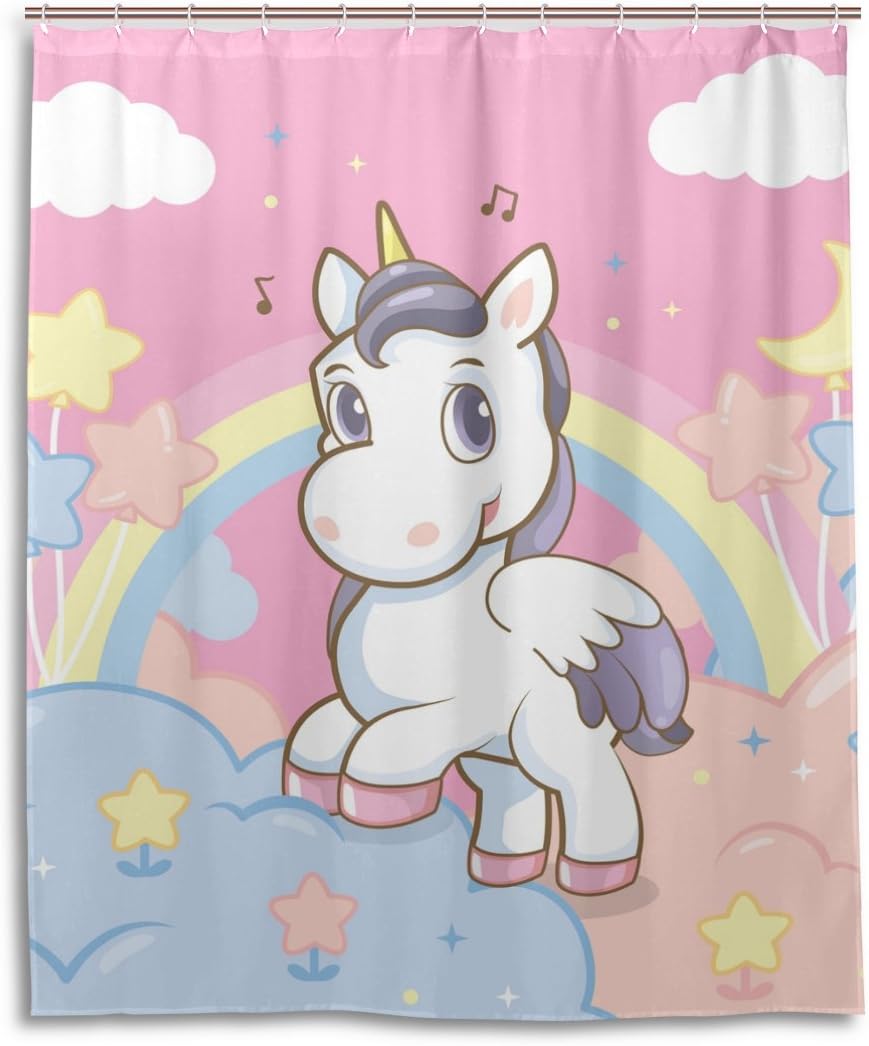 Amazon Cute Unicorn Bathroom Decor Shower Curtain 12 B07FDNZRN5