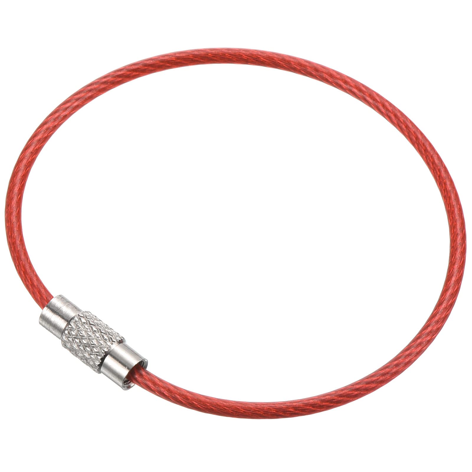 PATIKIL 3.5 Inch Length Wire Keychain Cable, 10 Pack Stainless Steel Key Ring Loop, Red