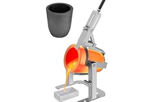 Nelyrho Hand-held Crucible Pouring Tongs/Rack with A Graphite Crucible, Work with Crucibles and Melting Furnace, Metal Casting Aluminium Gold Silver #5 (7kg-15lbs)