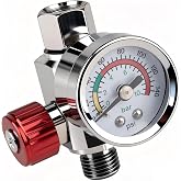 Lyhubmh G1/4 Paint Spray Gun Air Pressure Regulator Kit with Gauge | 0-140 PSI Adjustable Flow Control Valve for Pneumatic Tools, Spray Painting, Tire Inflation, Includes Quick-Connect Adapter