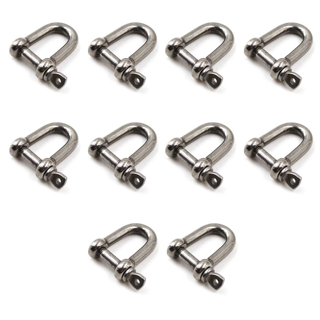 M6 D Ring Shackle Boat Anchor Shackle 304 Stainless Steel Chain Shackle Screw Pin D Shackle Pack Of 10