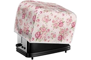 Daulesho Polka Dot Pink Peony Toaster Cover 2|4 Slice, Watercolor Peony Flower Fits for Most Standard 2/4 slice Toasters Chinese Rose Floral Small Appliance Toaster Dust Cover -S