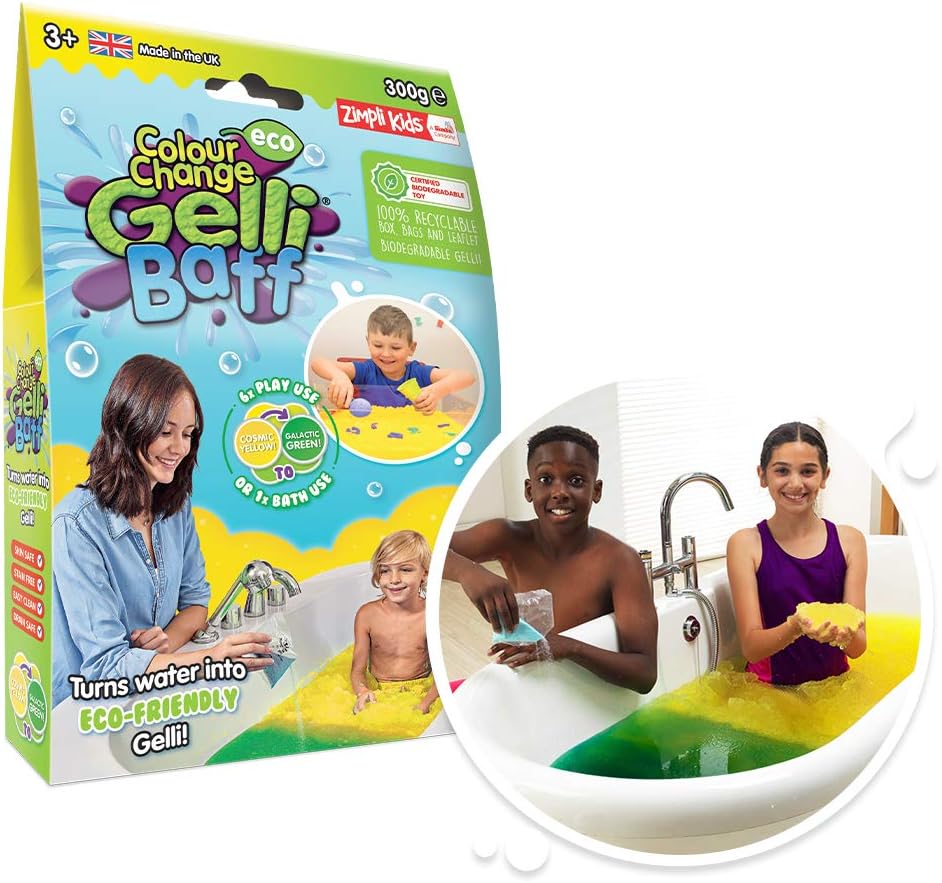 ZIMPLI, Eco Colour Change Gelli Baff Yellow to Green, 1 Bath or 6 Play Uses