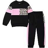 FUNMETA Toddler Girls 2 Piece Cute Outfits, Crewneck Sweatshirt with Jogger Pants Kids Clothing Set for Fall Winter