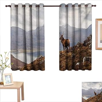 Amazon Com Deer Decor Curtains By Wild Stag Overlooking Loch