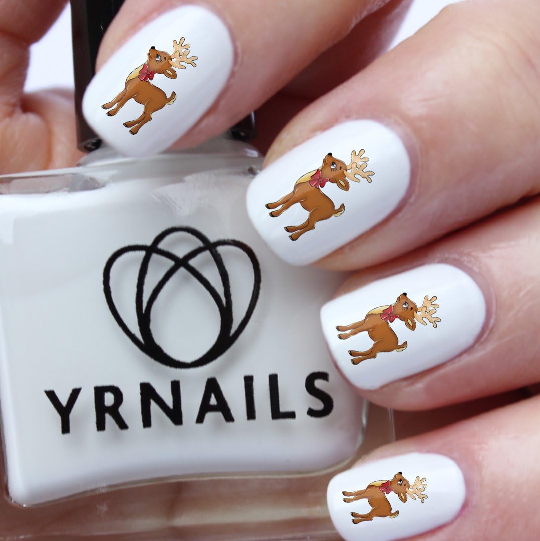 Cartoon Christmas Reindeer Nail Decals by YRNails