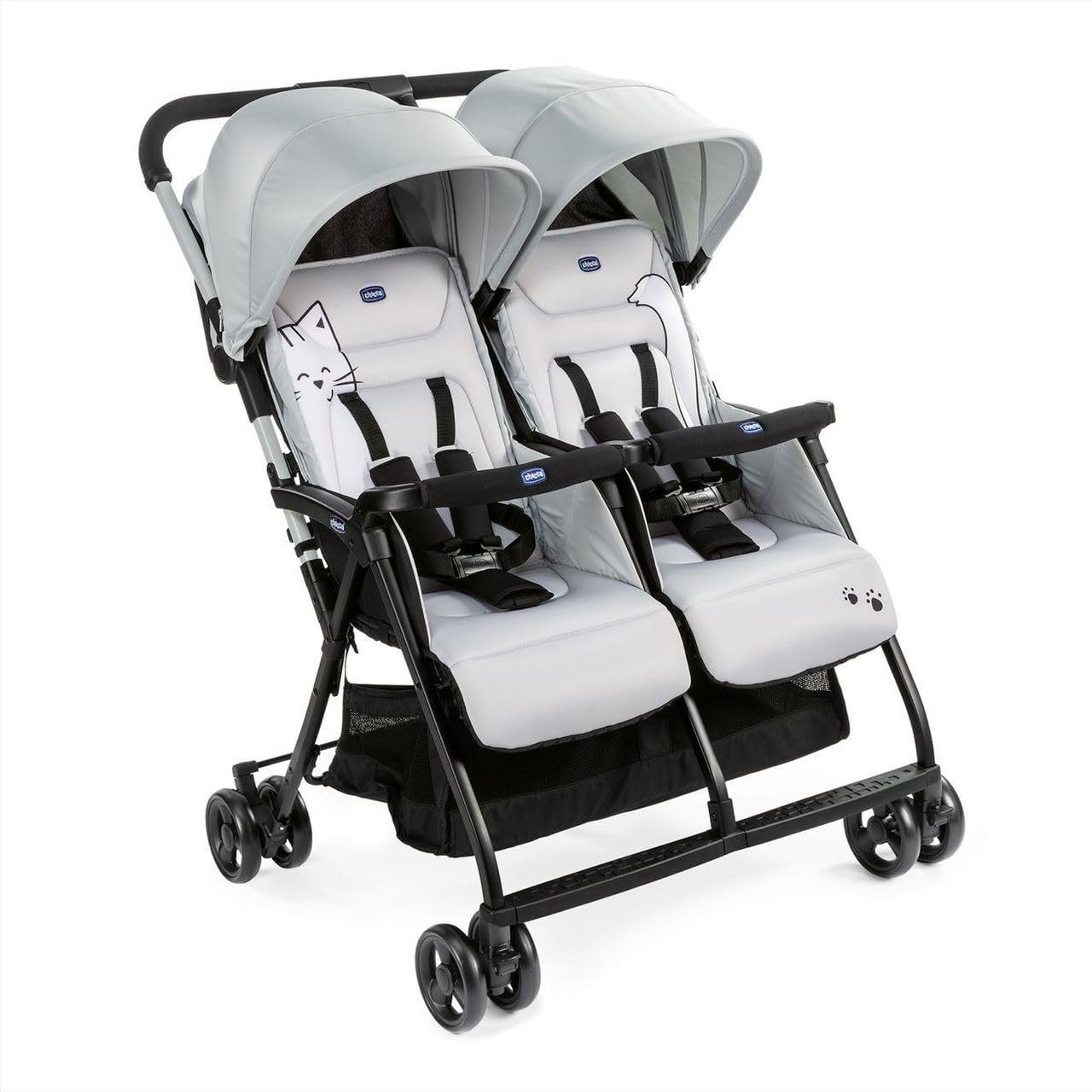 Chicco Ohlalà Poussette Canne Double, Légère Inclinable Et Pliable, Poussette Pour Jumeaux De La Naissance À 15 Kg, Fermeture Compacte, Inclus Une Housse De Pluie, Capote Extensible - Rouge