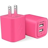 Wall Charger, AILKIN USB Plug Fast Charging Block, Power Adapter Cube 2 Port Charge Travel Brick Cell Quick Chargers Box for iPhone Samsung Galaxy USB Box Base Brick