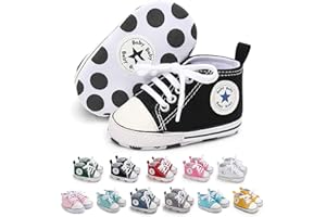 Baby Boys Girls Canvas Sneakers Shoes Anti-Slip Prewalkers First Walking Shoes Walkers 0-18 Months