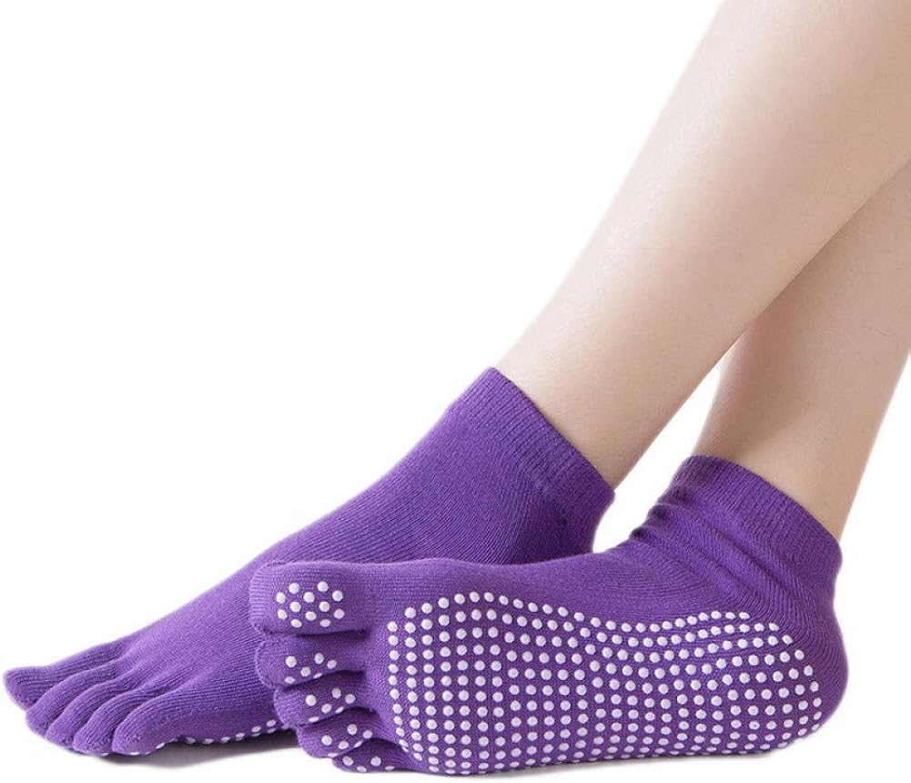 3 Paia Calzini Yoga Antiscivolo Con Dita Separate - Donna, Taglia 34-39, Traspiranti - Foto 4