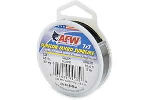 AFW American Fishing Wire Surflon Micro Supreme Nylon Coated 7x7 Stainless Steel Leader Wire - Knottable Wire Leaders for Fishing Saltwater, Fly Fishing, 13lb Test - 90lb Test, Bright, Black & Camo Colors