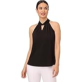 Adrianna Papell Womens Solid Knit Halter Twist Neck Top
