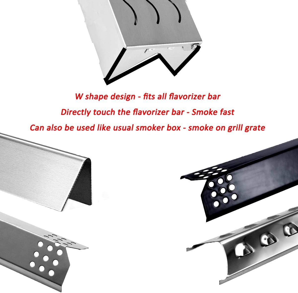 Skyflame Wood Chip Smoker Box with Wavy Smoke Outlet for Charcoal & Propane Gas Grill, 12.5"(L) x 3.3"(W) x 2.5"(H), U.S. Design Patent: Kitchen & Dining