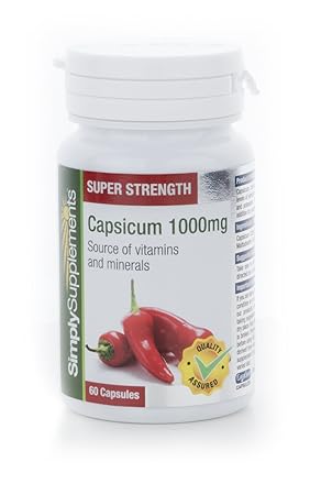 Kapsikum (Paprika) 1000mg - 60 Kapseln - Versorgung für bis zu 2 Monaten - Fördert den Basalstoffwechsel und die Gewichtsabna