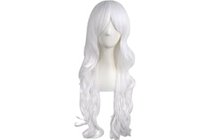 MapofBeauty 28"/70cm Charming Women's Long Curly Full Hair Wig (White)