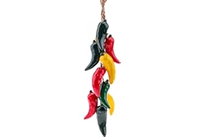 Gresorth 1 Pcs Artificial Ceramics Pepper String Fake Colorful Chili Decoration Realistic Hanging Vegetable Garland Ornament Cabinet Thanksgiving