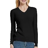 Urban CoCo Women's V Neck Long Sleeve Solid Classic Knit Pullover Sweater Tops