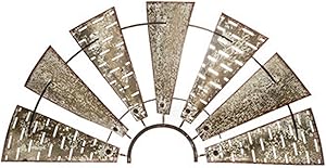 Wisechoice Distressed Half Windmill Metal Wall Decor for Kitchen and Themed Rooms Display, 15.5 Inch L x 30 Inch W
