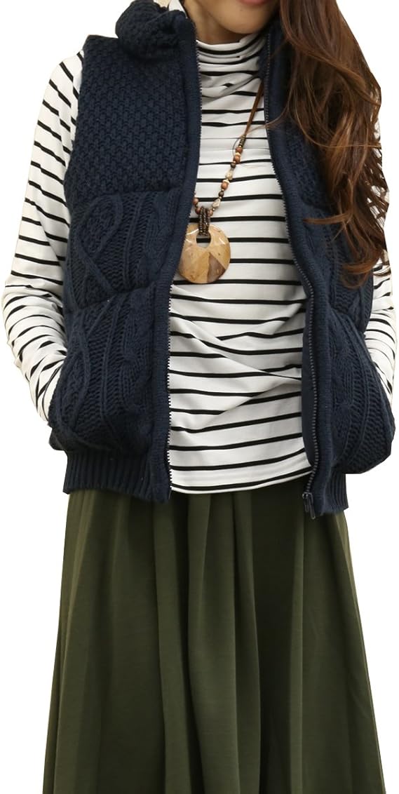 Amazon ジュエル Top Jewel ケーブル切替ニットベスト レディース M ネイビー セーター 通販