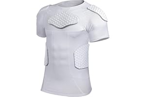 Eicolorte Chest Rib Protector 6 Pads Football Gear for Men Padded Muscle Compression Shirt