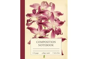 Composition Notebook College Ruled: Pink Orchid Vintage Flower Botanical Illustration - Cute Floral Aesthetic Journal For Gir