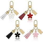 Oubaka 4Pcs Cute Flower keychain for Women, Aesthetic Keychain Purse Charm Bag Charm for Handbag & Backpack Accessories
