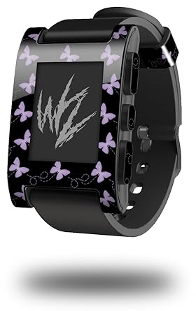 Pastel Butterflies Purple on Black - Decal Style Skin fits original Pebble Smart Watch (WATCH SOLD SEPARATELY)