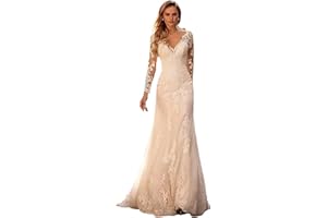BOFDUFO Wedding Dress for Bride Boho Beach Lace Appliques Mermaid Bridal Gowns with Train BOF33