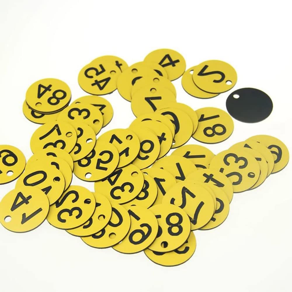 50Pcs Engraved Number Discs, 1 - 100 Circular Plastic Number Table Tags for Wedding Party Locker ( Without Rings )