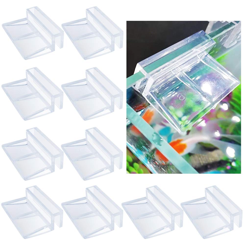 Chudian 10 Pieces Aquarium Cover Bracket, 6mm Fish Tank Clips Acrylic Aquarium Glass Cover Clip Transparent Fish Tank Lid Holder Support