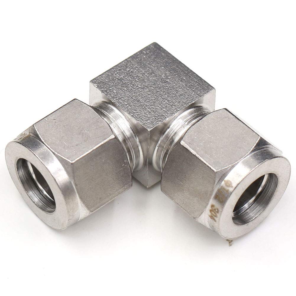 CEKER Tube Fitting 1/2 Elbow 90 Degree Pneumatic Push to Connect Fitting 304 Stainless Steel 1/2" Tube OD Union Air Compressor Fitting Double Ferrule Coupler 1Pack