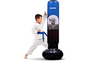 Inflatable Kids Punching Bag – Free Standing Ninja Boxing Bag for Immediate Bounce-Back for Practicing Karate, Taekwondo, MMA