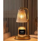 Gold Candle Warmer Lamp with Timer &amp; Dimmer, Wax Melter for Jar Candles | Flameless warmer with 2 bulbs for scented jar candles, home fragrance, office decor, birthdays and housewarming gifts