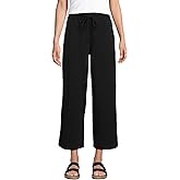 Lands' End Women's Sport Knit Pull On Drawstring Wide Leg Crop Pants