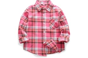 Phorecys Girls' Plaid Flannel Shirt Long Sleeve Button Down Buffalo Checkered Shirt 2T-10 Years